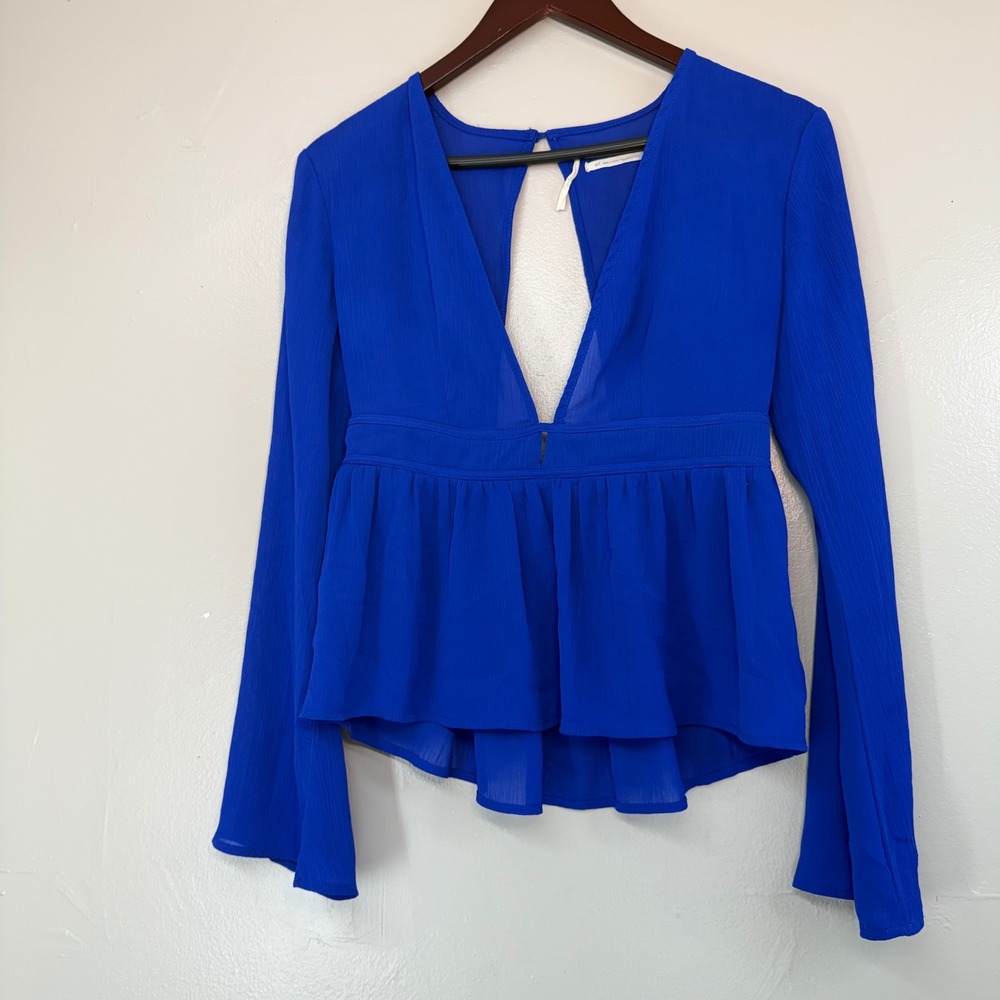 Urban Outfitters Kimchi Blue Royal Blue Peplum Open Back Bell Sleeve Top S